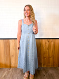 Floral Denim Sweetheart Midi Dress