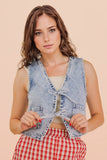 Acid Washed Front Tie Vest