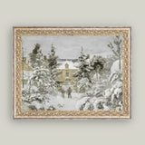 Snowy Stroll Framed Antique Art | 10x8