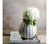 7.5" Beige Stripe Ceramic Vase