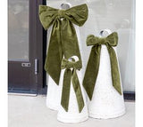 White Bells With Green Velvet Bow