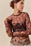 Stretch Floral Mesh Long Sleeve Inner Top