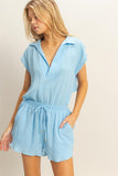 Double Gauze Cutout Back Romper