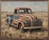 Rustic Americana Flag Truck - 20x16