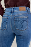 High Waist Bootcut Double Button Waistband Jeans