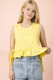Side Tie Detail Ruffled Top