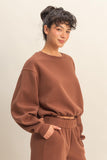 Elastic Hem Cropped Sweatshirt Casual Fit