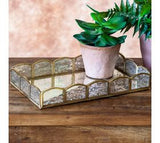 10 X 6" Brass & Glass Rect Tray