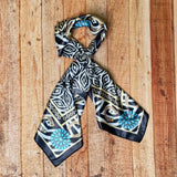 Horseshoes Turquoise Conchos Silk Scarf 36x36