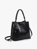Olivia Crocodile Hobo Bag – Contrast Style | Black