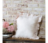 20" Pink Stripe Ruffle Edge Pillow
