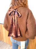 Satin Ribbon Tie At Back Sweater