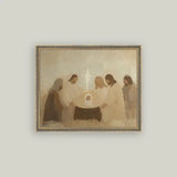 Neutral Nativity Framed Antique Art | 32x24