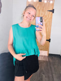 Side Tie Detail Ruffled Top