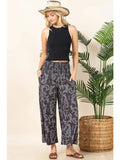 Boot Stitch Print Smock Elastic Waist Pants
