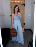 Tencel Denim Smocked Wide-leg Cami Jumpsuit