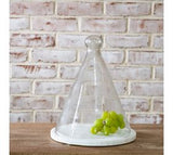 13" Glass Cloche W/ Marble Base