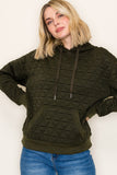 Drawstring Quilted Knit Pullover