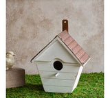 11" Copper & White Wood Birdhouse W/tin Roof