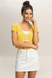 Pointelle Tie Front Knit Cardigan