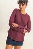 Brushed Waffle Raglan Long Sleeve Top