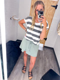Striped Boxy Crew Neck Top