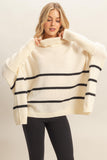 Striped Turtleneck Oversized Sweater
