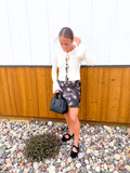 Rib-knit Tie-front Cropped Trumpet-sleeve Cardigan Sweater