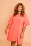 Puff Sleeve Notch Neck Mini Dress