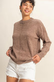 Front Seam Crew Neck Sweater
