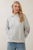 Sweatshirt Hoodie With Patchwork Sleeve Detail