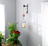 Pulley Mounted Canister 31.5h Metal/glass - Ant/gy