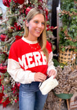 Merry Cloudy Knit Ringer Color Block Top