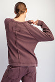 Mineral Washed Waffle Raglan Long Sleeve Top
