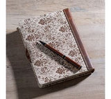 8 Brown Fleur Canvas Leather Journal