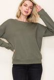 Oversized Solid Terry Pullover Sweatshirt