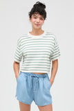 Round Neck Striped Crop Top