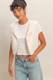 Suede Cropped Vest With Pockets
