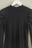 Elegant Puff-sleeve Fitted Top With Keyhole Back