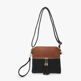 Tara Double Zip Crossbody/wristlet Bag | Black/brown