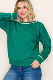 Contrast Color Blanket Stitched Sweatshirt