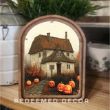 Arch Top Halloween Farmhouse Framed Art