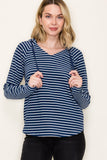 Striped Pullover Hoodie Top