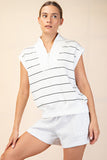 Stripe V-neck Sleeveless Top