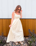 Floral Embroidered Laser Cut Out Sleeveless Midi Dress