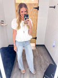 Cotton Eyelet Front Tie Blouse
