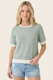 Multi Striped Short Sleeve Sweater