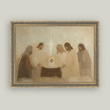 Neutral Nativity Framed Antique Art | 16x12