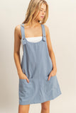 Washed Twill Pocket Detail Overall Dress