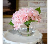 Pink Hydrangea In Glass Vase